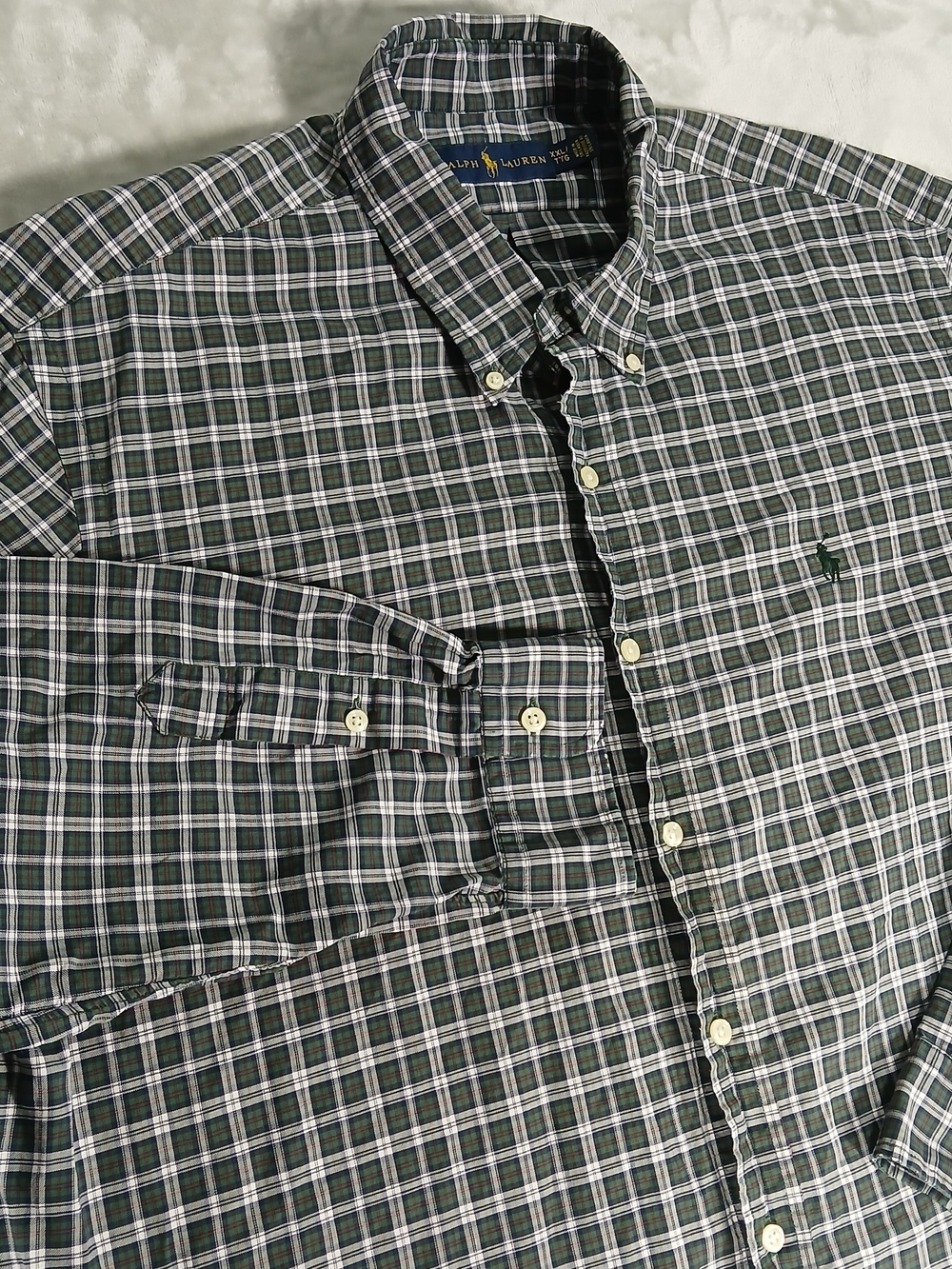 Ralph Lauren Button Up Shirt Men's XXL Long Sleeve Plaid Green 2XL Preppy - Picture 3 of 10